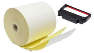 Duplo-rol-Breedte-76mm,-Lengte-25-meter,-kern-12mm,-2voud-wit/geel